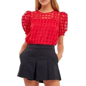 English Factory Sheer Windowpane Top  | Red in Small